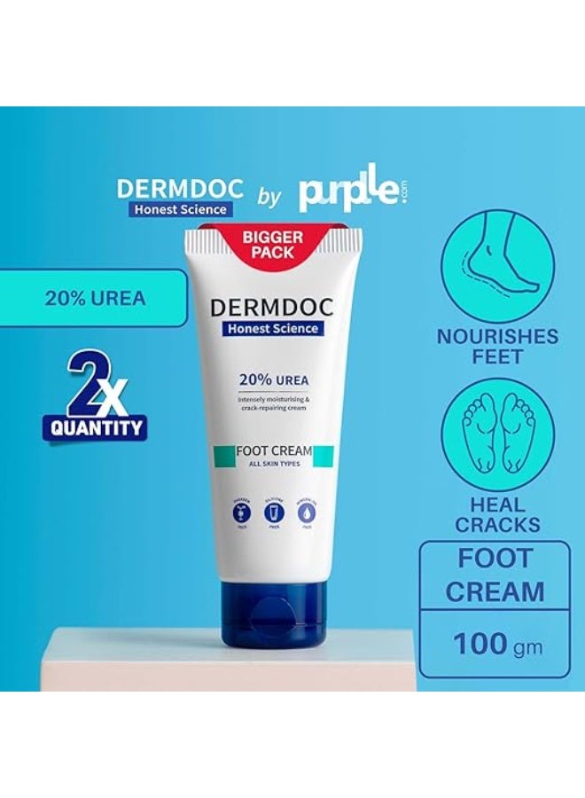 DERMDOC Honest Science 20% Urea Intensely Moisturising & Crack-Repairing Cream Foot Cream 100g - Image 4
